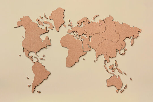 Fototapeta Travel world map on biege background