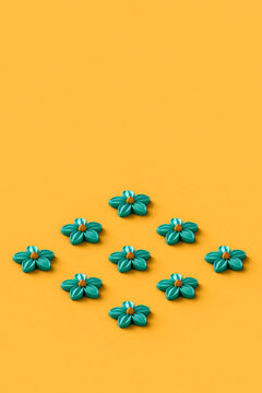 rhombus from blue floers with copy space