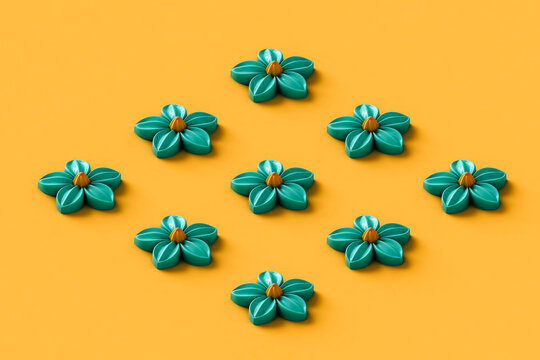 rhombus from abstract blue flowers. 3d render