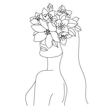 Beautiful Woman with Flowers on Head