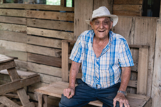 Smiling Senior Citizen Sitting At Home