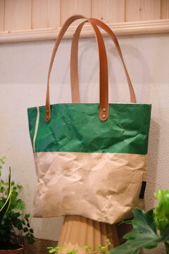 Closeup of handmade paper bags

