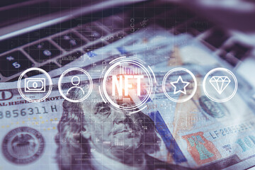 Concept non-fungible token or NFT. Sale of electronic creativity.