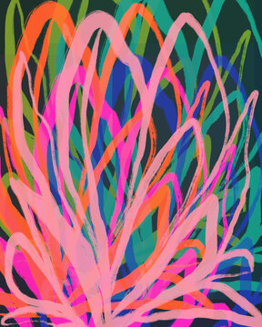 Brightly Colored Abstract Botanical Illustration