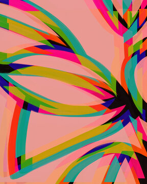 Abstract Plant Illustration In Bold Colors