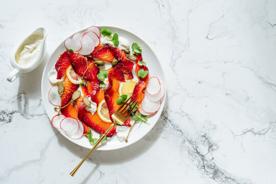 scandinavian Gravadlax, cured salmon