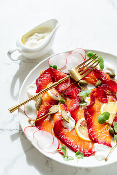 scandinavian Gravadlax, cured salmon