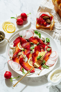 scandinavian Gravadlax, cured salmon