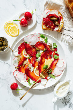 scandinavian Gravadlax, cured salmon