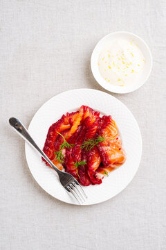 scandinavian Gravadlax, cured salmon