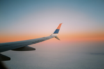 sunset through the plane window