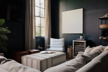 Dark blue modern living room