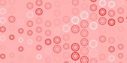 Light Red vector background with occult symbols.