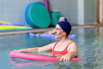 Senior women at aqua gym session