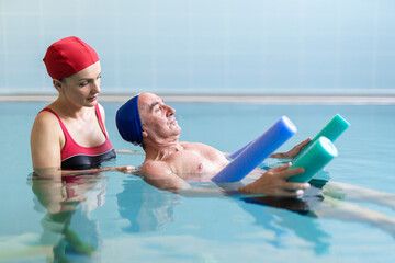 Mature man relaxed in pool