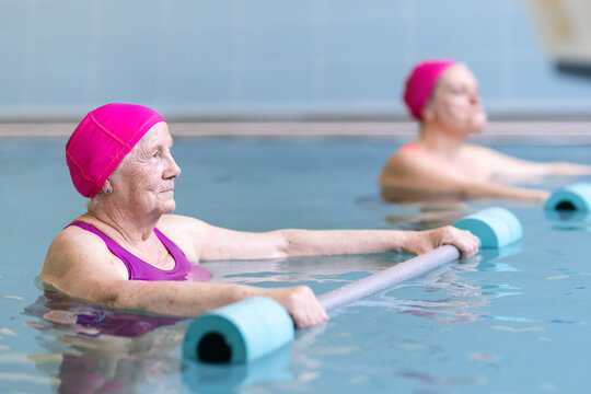 Senior women at aqua gym session