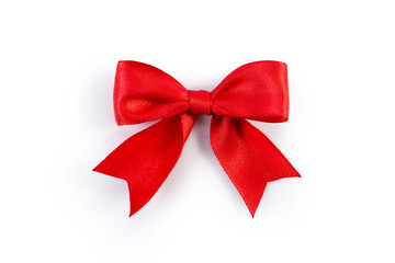 Decorative red bow isolated on white background