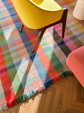 Colorful plaid rug