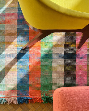 Colorful plaid rug