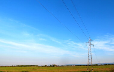 landscape of electric pole have cloud on background