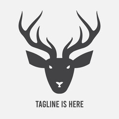deer antler head vector logo design for company