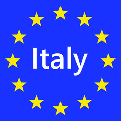 Flag of European Union with Italy. EU Flag. Country border sign of the of Italy. Vector illustration.