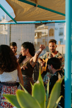 Friends having fun and dancing