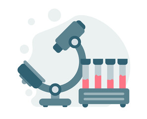 Microscope, chemistry, pharmaceuticals, science, exploration symbol. Vector icon.