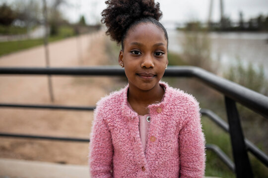 Portrait of black girl with afro hair
