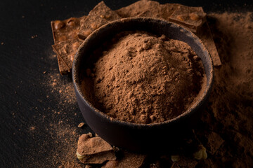 Broken chocolate nuts pieces