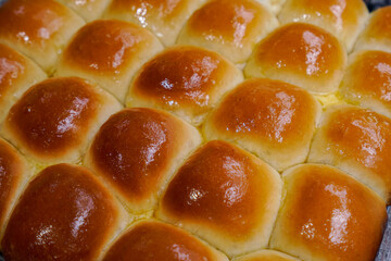 Chigiri milk bread or bubbles bread, pull apart Hokkaido soft milk bread. Soft and fluffy Japanese bread with bubbles shape