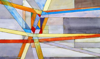 An abstract watercolor painting; an example of geometric abstraction