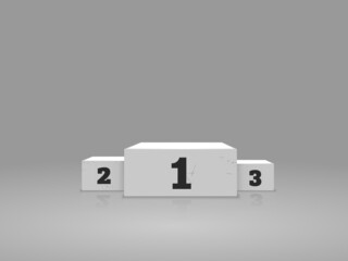 White winners podium with spotlight. Pedestal for product presentation. Vector