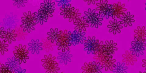 Light Blue, Red vector doodle texture with flowers.