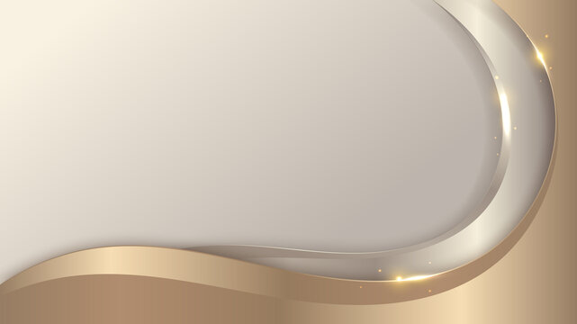Abstract 3D elegant template golden and brown wave shape and light sparking on clean background luxury style
