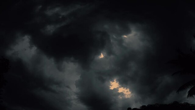 Timelapse of Rain Clouds Moving Fast Black And White 4K