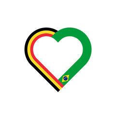 unity concept. heart ribbon icon of belgium and brazil flags. vector illustration isolated on white background