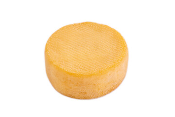 whole cooked cheese isolated on a white background