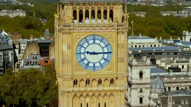 A drone shot of Big Ben in London