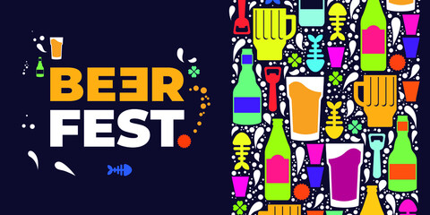Vector Design Beer Drink Festival Colorful Banner Background