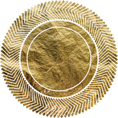 gold foil circular geometric element with a transparent background