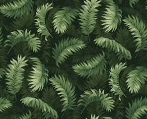 Naklejka na ściany i meble Seamless pattern with tropical palm leaves. Realistic style. Foliage summer background. Vector illustration.