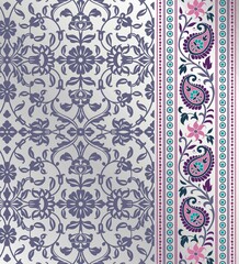 wedding card design, traditional paisley floral pattern , royal India	