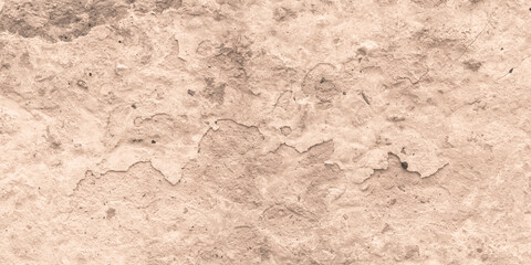 Cement ruined wall with peeling paint, abstract light beige background. Concrete grunge texture, stucco. Cracked plaster surface.