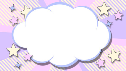 ポップな背景と雲の吹き出し（星とストライプ）淡い色