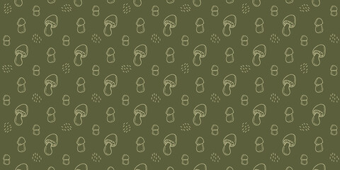 Pattern with mushrooms and hearts. Pattern for food packaging, advertising, design