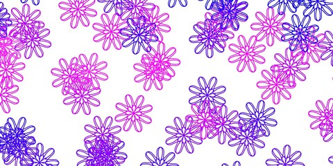 Light Purple, Pink vector doodle pattern with flowers.