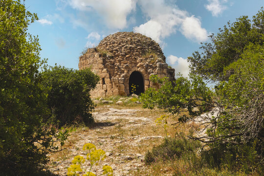 Old stone house in the region of Beit Jimal Israel. The landmark is located near Beit Shemesh.
