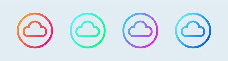 Cloud computing icon. Gradient outline colorful version.