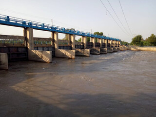 Fototapeta premium River bridge a beautiful picture of Punjab Pakistan